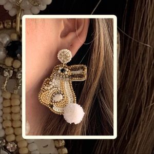 Easter Bunny Seed Bead Statement Earrings